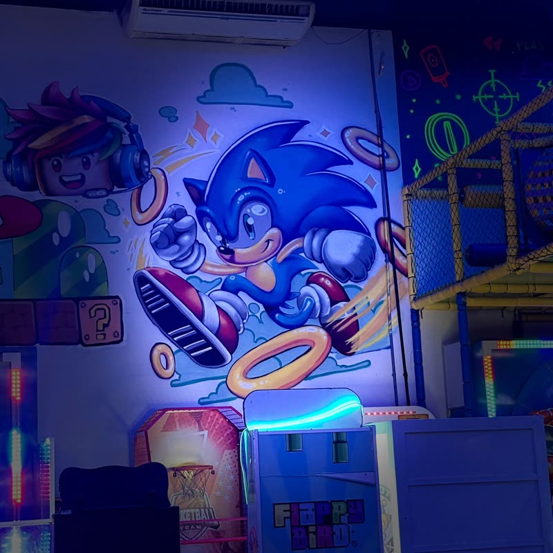 Cenário temático do Sonic para fotos